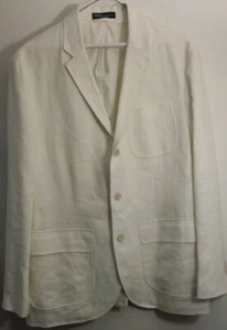 Men Polo Ralph Lauren White Linen Three Button Blazer Sport Coat Jacket 40R NWOT - Picture 1 of 9