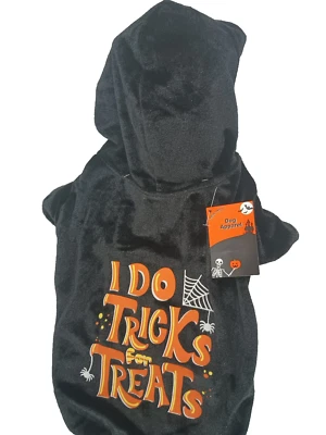 Halloween Negro Mascota Terciopelo Sudadera con Capucha M Perro Nuevo Hago Trucos para Golosinas Foto 1 de 4