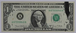 1969-D Series $1 U.S. Federal Reserve Note Obverse Ink Smear Error - Picture 1 of 2