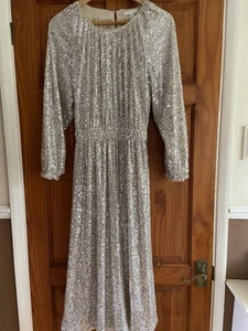 H&M Size Small (approx 8-10) Sequinned Dress, Long Sleeves, Split Back, Vgc - Picture 1 of 10