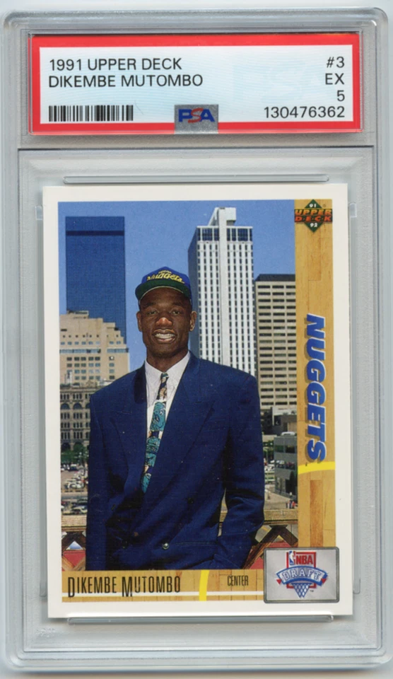 1991 Upper Deck #3 - DIKEMBE MUTOMBO - RC Nuggets HOF PSA  - Image 1 of 1