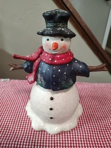 Vintage Walnut Ridge Collectibles Snowman Ornament Scarf Branch Arms  8" Tall - Picture 1 of 10