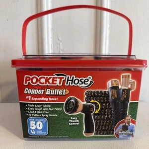 Pocket Hose Copper Bullet 50FT Expanding Garden Hose with Spray Nozzle – NEW - Picture 1 of 7