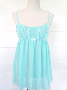 Vintage Y2K Victoria's Secret transparentes Babydoll Slip Dessous blau kokett Gr. L - Bild 1 von 8