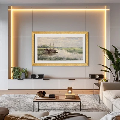 Marco de TV dorado moderno para Samsung The Frame 32, 43, 50, 55, 65, 75, 85 pulgadas Foto 1 de 4