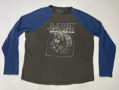 Camiseta Lucky Brand Genesis Gráfica Raglán Hombres Grande Gris Azul Música Envejecida Foto 1 de 4