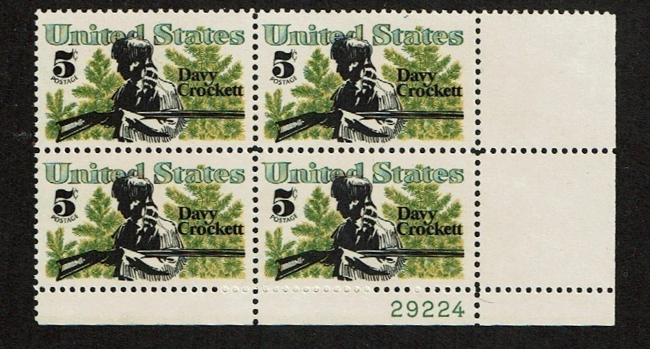 1966 U.S Commem 5c DAVY CROCKETT PLT#Blk of 4 Sc#1330 M/NH/OG/Pristine - Image 1 of 1