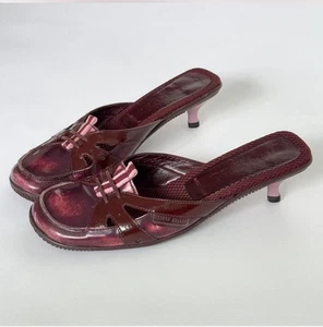 Vintage 1999/2000s Rare Sporty Miu Miu Kitten Heels Burgundy Pink - Picture 1 of 6