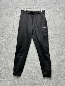 Reebok Joggers Sweatpants Men S Black Elastic Waist Pockets Heathered Athletic - Picture 1 of 12