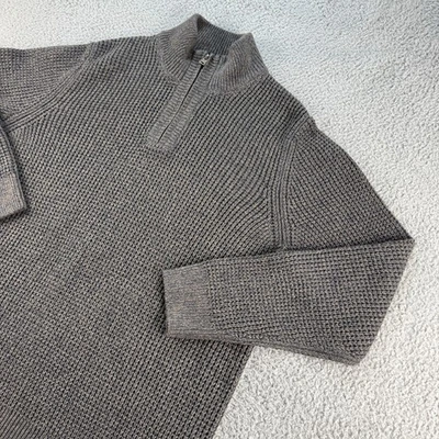 LL Bean Organic Cotton Waffle Sweater 1/4 Zip Pullover Men's XL Dark Cinder New - Image 1 of 4