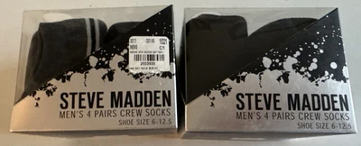 Steve Madden 8 对男式船员礼服袜 2 礼品盒 - 均码 (6-12.5) 黑色 — 第 1/4 张图片