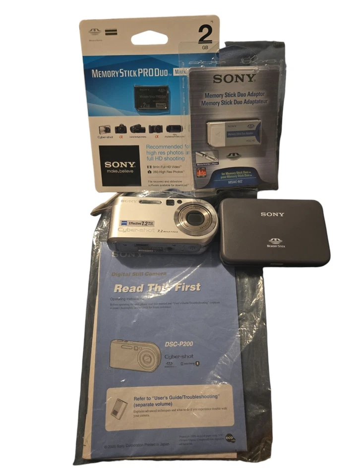 Sony Digital Camera Cybershot DSC-P200 7.2MP Silver Tested - Image 1 of 4