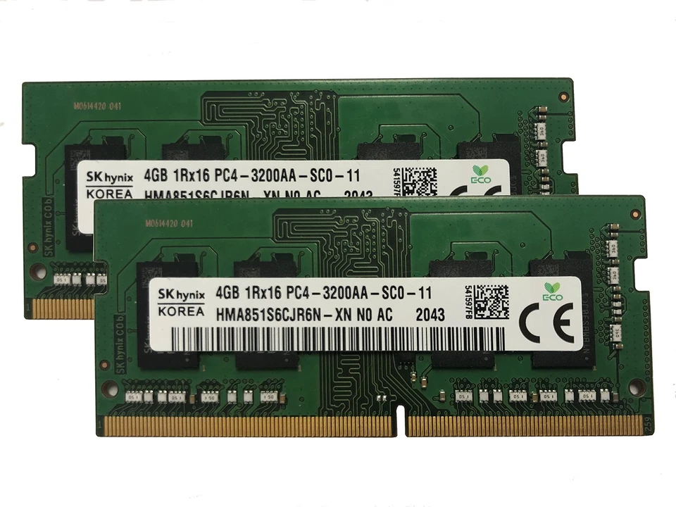 8GB KIT(2 x 4GB) DDR4 3200MHz PC4-25600 1.2V 1R x 16 SODIMM Laptop RAM Memory... - Image 1 of 1