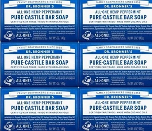 Dr. Bronners Pure-Castile Bar Soap Peppermint Hemp 5 oz Fair-Trade - Picture 1 of 11