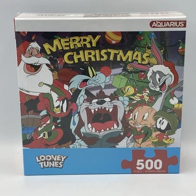 Looney Tunes Merry Christmas Jigsaw Puzzle Aquarius 500 Pieces Bugs Marvin Taz - Image 1 of 4