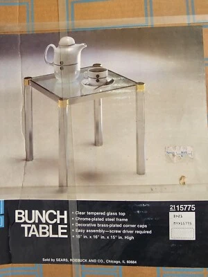 VTG POST MODERN JAMES DAVID CHROME GLASS BRASS END "Bunch" TABLES NOS SCARCE! - Image 1 of 4