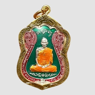 Colgante Talismán Phra LP Ruay Chapado en Oro, 2559 Wat Tako Buda Tailandés Amuleto K874 Foto 1 de 4