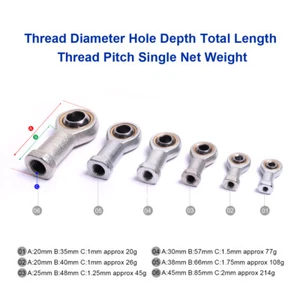 M5/M6/M8/M10/M12/M16 Fish Eye Rod End Joint Bearing Left Internal Thread Female - Picture 1 of 12
