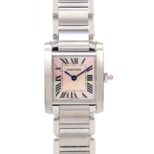 Cartier Watch Tank Francaise W51028Q3 Square Pink Shell Dial SS Quartz Auth - Picture 1 of 5