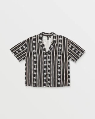 VOLCOM - Womens Sun Stunner Short Sleeve Shirt - Black Combo - Summer Shirt - Image 1 of 3