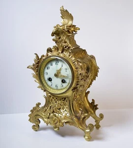 Antike französische Japy Freres vergoldete Bronze Rokoko Uhr 19. Jahrhundert - Bild 1 von 6