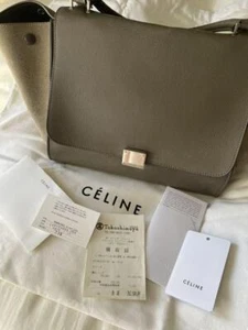 CELINE Trapeze Leather Suede Hand Bag 2way Shoulder Bag Taupe Gray Used Auth JP - Picture 1 of 10