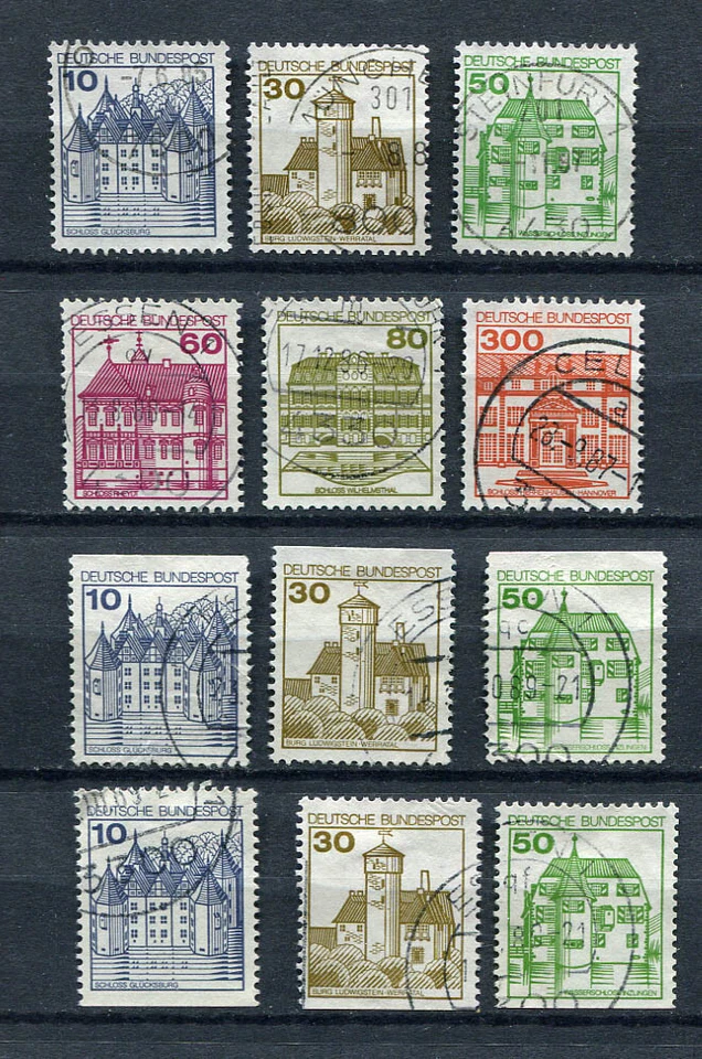 Germany - BRD : Castle stamps from 1987 and 1990 - Letter set print - used ! - Image 1 of 1
