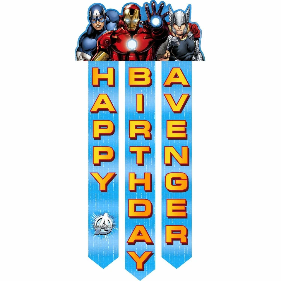 Banner colgante de suministros de fiesta Avengers Assemble 21,5 x 48 pulgadas Foto 1 de 1
