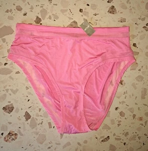 Aerie High Cut Bikini Panty NWT Large Bubblegum Pink Nylon Lingerie - Picture 1 of 6