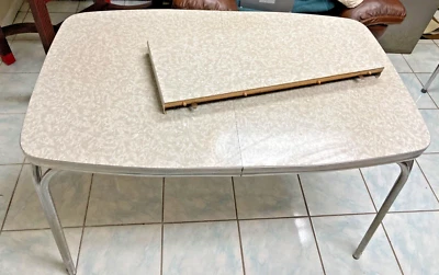 VINTAGE Mid-Century 1950s FORMICA TABLE - Gray - Cracked Ice - w/Leaf - 1954 GUC - Изображение 1 из 4