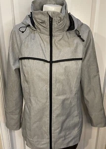 Mondetta Full Zip Windbreaker Jacket Womens Medium Gray with Black Trim Hood - Picture 1 of 9