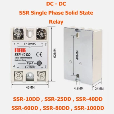 DC - DC Single Phase Solid State Relay Module SSR 10DD - 100DD DC3-32V DC5-200V - Image 1 of 4