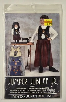Indygo Junction Jumper Jubilee Jr. IJ457 Girls Sewing Pattern 2-4-6-8 Doll 18" - Image 1 of 2
