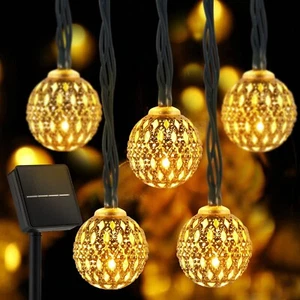 Solar Moroccan String Lights Outdoor 60 LED 36 Ft Globe Fairy Lights with 8 L... - Picture 1 of 8