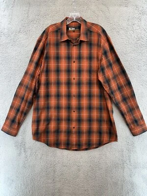 Camisa Westport negra con botones para hombre talla LT naranja a cuadros parches en el codo Foto 1 de 4