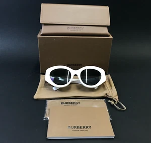 Burberry Sunglasses B4361 3007/87 White Gold Cat Eye Frames w/ Dark Gray Lenses - Picture 1 of 12