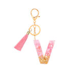 Pink Gold Letter Keychain Ball Keyring Resin Initial Alphabet Key Chain Gift A-Z