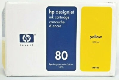 HP 80 Yellow C4848A 350ml DesignJet 1000 1050c Ink Cartridge OEM *Free Expedited - Image 1 of 2