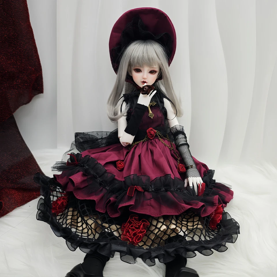 1/4 BJD Doll Dark Fairytale Girl Resin SD Ball Jointed Doll Full Set Clothes Toy - Imagem 1 de 4