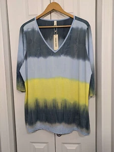 Agnes Orinda NWT Women's Size 2X Multicolor Top Gray Blue - Picture 1 of 4