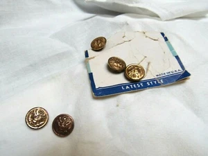 Vintage Set 5 Brass U S Army Eagle Shield Buttons 9/16” 3 Unused On Card + 2 - Picture 1 of 8