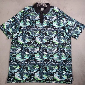 Callaway Golf Polo Shirt Mens L Black Tropical Floral Performance Active Stretch - Picture 1 of 7