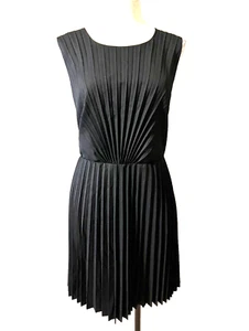 DKNY Dress 14 Black Pleated Sleeveless Wool Blend $345 Career Church - Picture 1 of 8
