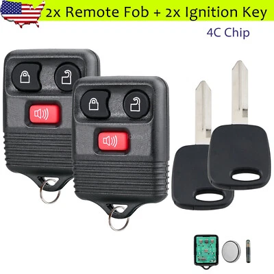 2 para Ford Expedition Lincoln Navigator 1999 2000 2001 2002 mando a distancia + llave 4C Foto 1 de 4