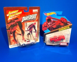 Daredevil Die-cast Car lot Johnny Lightning 28 2003 & Hot Wheels 28 Marvel WD01 - Picture 1 of 10