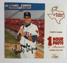 1993 MIDLAND ANGELS FAUSTO TEJERO ROOKIE OFFICIAL 5.5"X5" 1 HOUR PHOTO AUTO