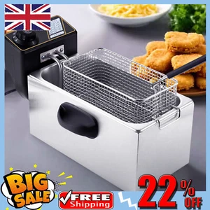 4L Commercial Electric Deep Fat Chip Fryer Fry Tank 2000W Stainless Steel UK - Picture 1 of 15