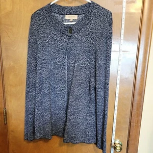 Jones New York Womens Cardigan Sweater Large Blue Open Front Long Sleeve Cotton - Picture 1 of 5