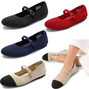 Women Flat Shoes Knit Arch Support Office Work Shoes Mary Jane Ballet Shoes - Picture 1 of 31