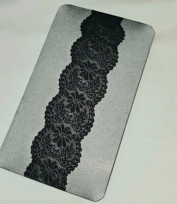 Sheer Mesh Black Tights, Brocade Lace Back Seams. Ladies 8-12 seamed - Image 1 of 4